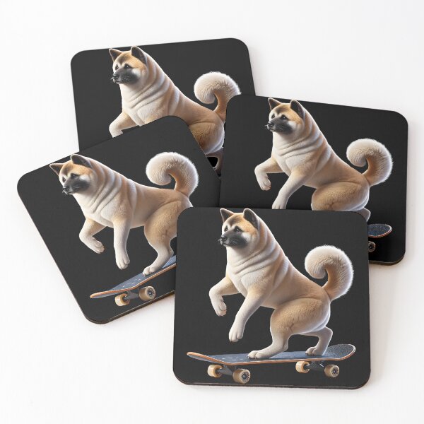 Item preview, Akita Riding a Skateboard Skateboarding Skater Fans designed and sold by Kimberley King Art  King Art.