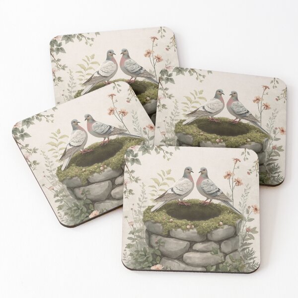 Item preview, Whispers at the Well – Cottagecore Doves in Wildflowers designed and sold by Deezyned.