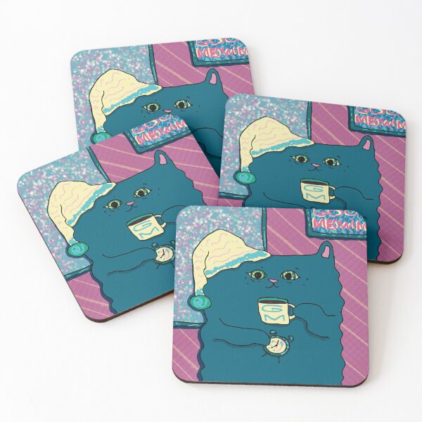 Item preview, Sleepy Cat With Coffee And An Alarm Clock designed and sold by Julia Sol.