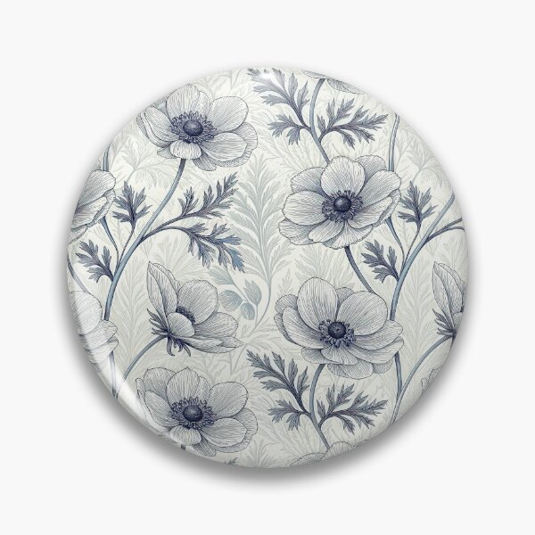 Item preview, Elegant Blue Anemone Botanical Line Art Pattern designed and sold by RGShirtWorks.
