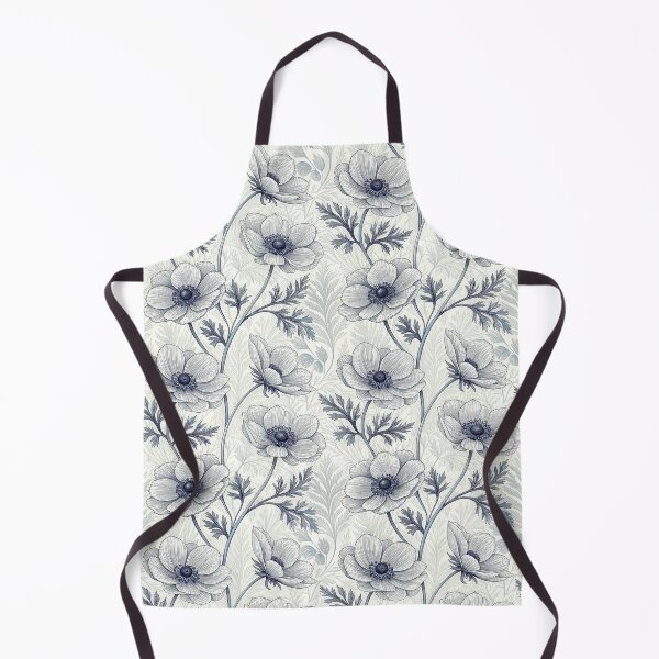 Item preview, Elegant Blue Anemone Botanical Line Art Pattern designed and sold by RGShirtWorks.