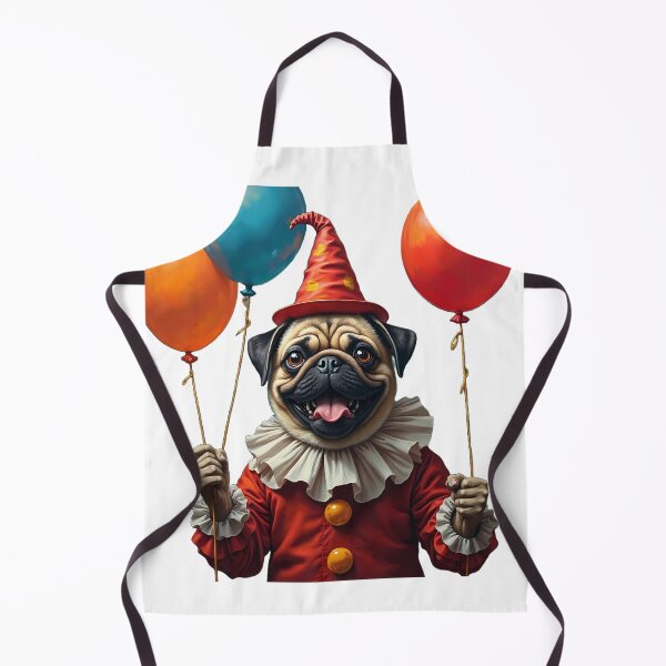 Item preview, Halloween clown pug with balloons designed and sold by Pugavatar.