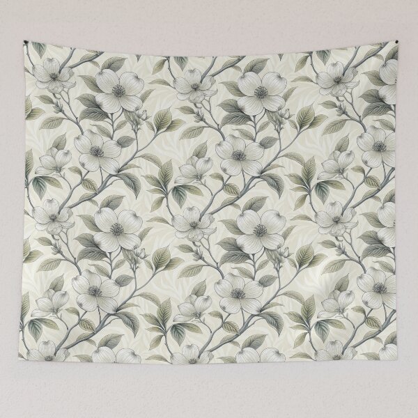 Item preview, Elegant Vintage Dogwood Botanical Seamless Pattern designed and sold by ML-Media.