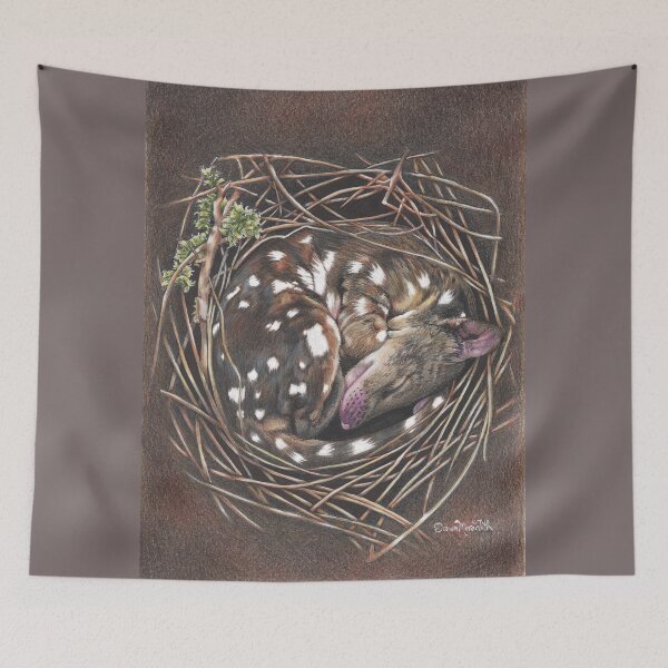 Item preview, Baby Tiger Quoll Curled up in a Nest designed and sold by DingbatDesigns.