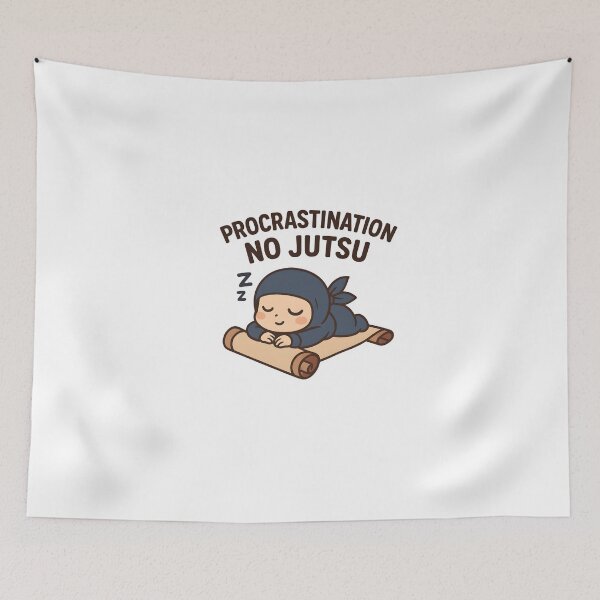 Item preview, Procrastination No Jutsu; Cute Kawaii Ninja Sleeping on Scroll Anime Pun  designed and sold by OsasChild.