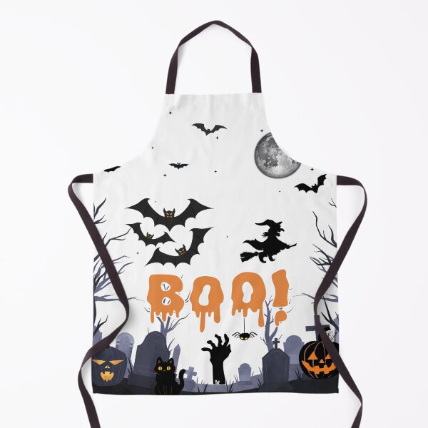 Item preview, Spooky Halloween Graveyard Design | Boo Cat, Bats, Pumpkins, Witch & Full Moon Art designed and sold by Cozyscribbles.
