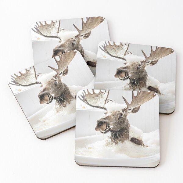 Item preview, Moose Taking a Bath, Cute Bathroom Decor designed and sold by CheekyAnimalz.