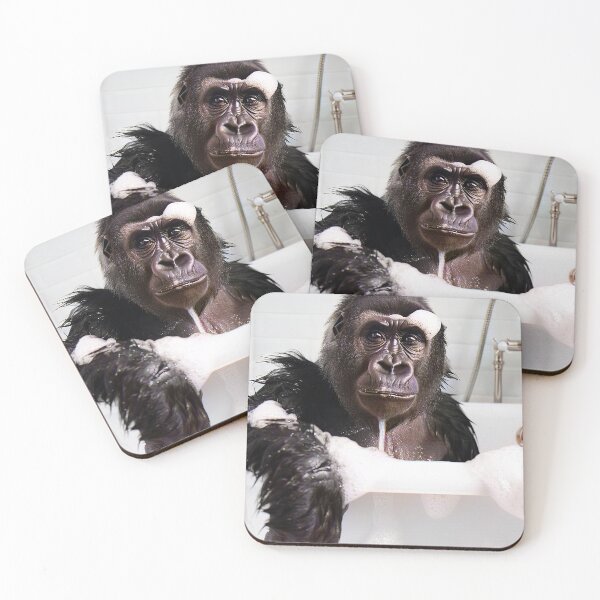 Item preview, Gorilla Taking a Bath, Cute Bathroom Decor designed and sold by CheekyAnimalz.