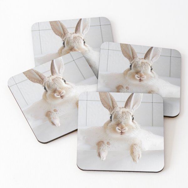 Item preview, Bunny Taking a Bath, Cute Bathroom Decor designed and sold by CheekyAnimalz.