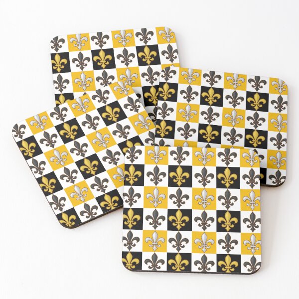Item preview, Yellow Black White Checkered Fleur-de-lis Pattern Design designed and sold by PatternTitan.