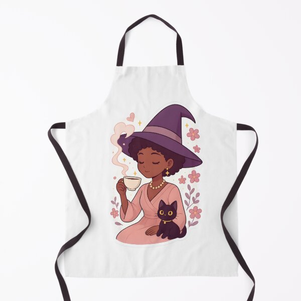 Item preview, Kawaii Black Anime Witch with Black Cat | Cute Magical Girl Illustration designed and sold by OsasChild.