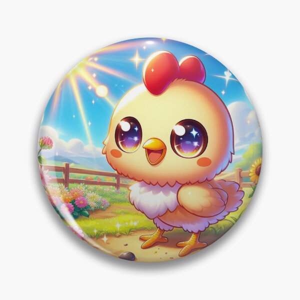 Item preview, Pegatina de pollo kawaii de anime: Sol primaveral y flores designed and sold by TheSaif.