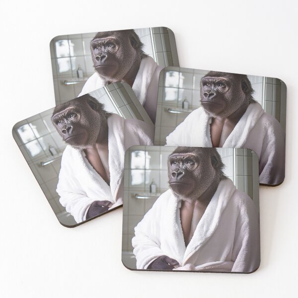 Item preview, Gorilla Wearing a Bathrobe, Cute Bathroom Wall Art designed and sold by CheekyAnimalz.