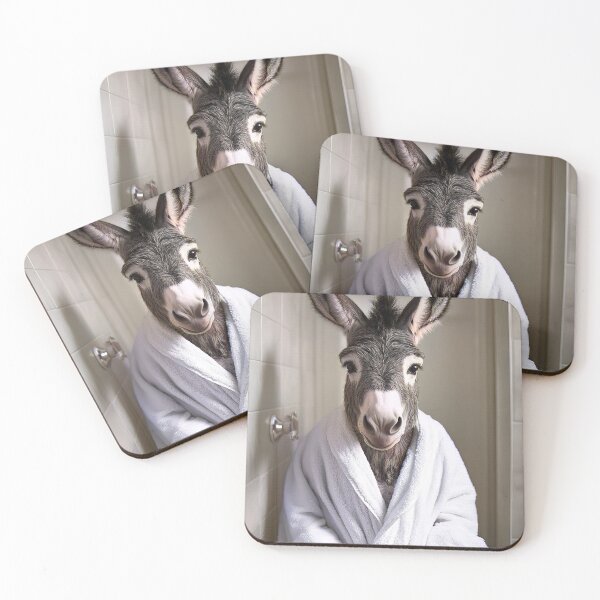 Item preview, Donkey Wearing a Bathrobe, Cute Bathroom Wall Art designed and sold by CheekyAnimalz.