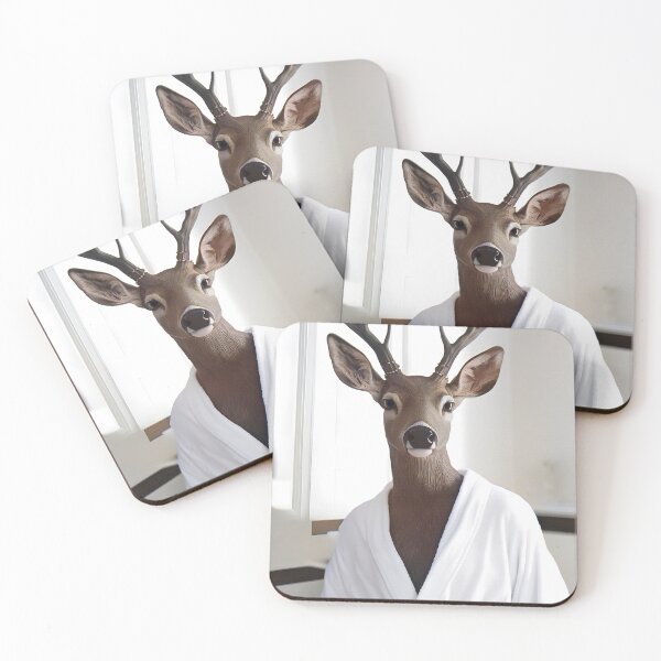 Item preview, Deer Wearing a Bathrobe, Cute Bathroom Wall Art designed and sold by CheekyAnimalz.