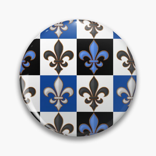 Item preview, Blue Black White Checkered Fleur-de-lis Pattern Design designed and sold by PatternTitan.