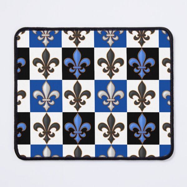 Item preview, Blue Black White Checkered Fleur-de-lis Pattern Design designed and sold by PatternTitan.