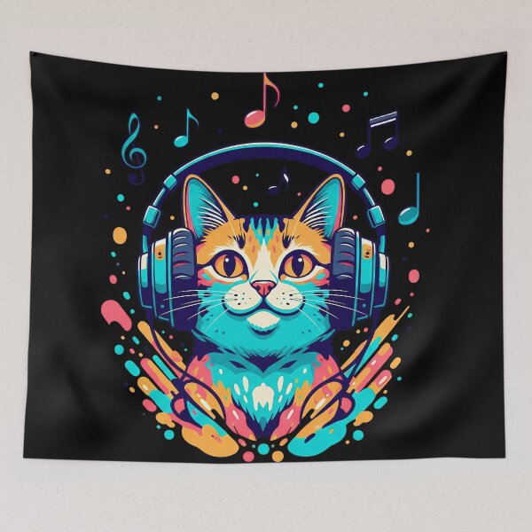 Item preview, Groovy Headphone Cat designed and sold by ChrisButler.