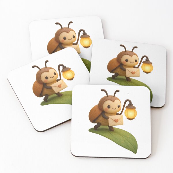 Item preview, Cute Lantern Beetle delivering love letters - Kawaii Japanese Cottagecore Art designed and sold by Moons Studio.