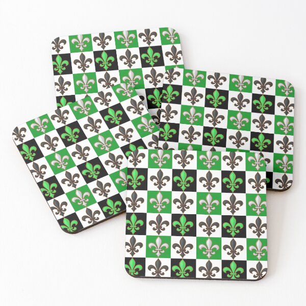 Item preview, Green Black White Checkered Fleur-de-lis Pattern Design designed and sold by PatternTitan.