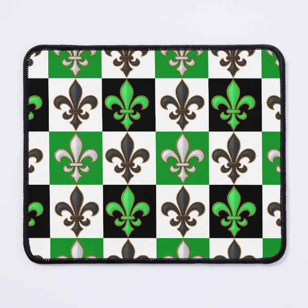 Item preview, Green Black White Checkered Fleur-de-lis Pattern Design designed and sold by PatternTitan.
