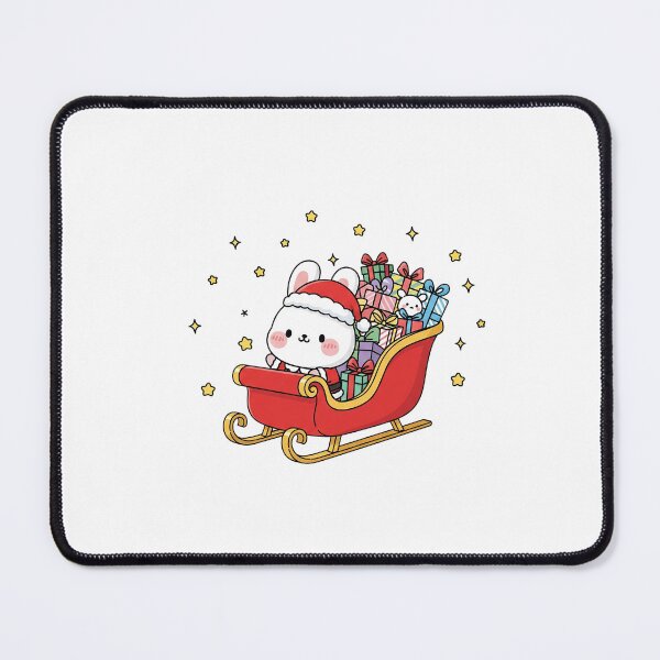 Item preview, Cute Kawaii Christmas Santa Bunny in Sleigh designed and sold by istoriadesign.