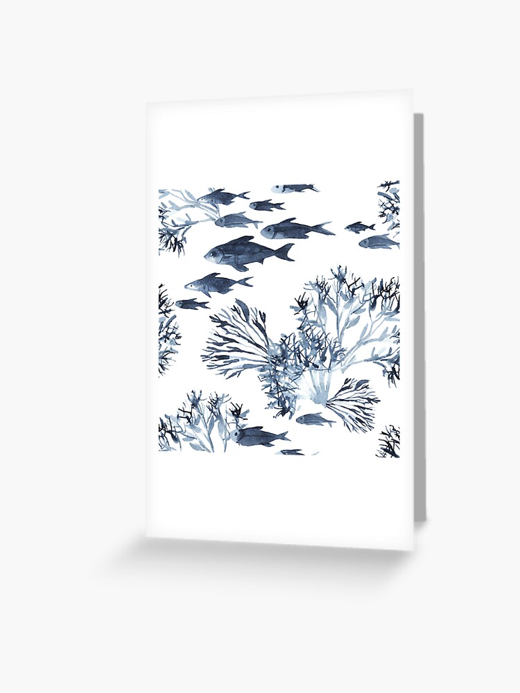 Coral Reef watercolor Blue Nautical sealife Greeting Card for Sale by  Citronelladesig