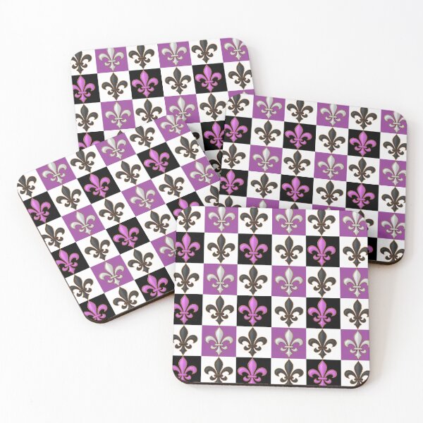 Item preview, Purple Black White Checkered Fleur-de-lis Pattern Design designed and sold by PatternTitan.