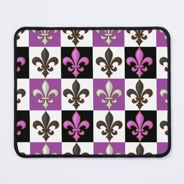 Item preview, Purple Black White Checkered Fleur-de-lis Pattern Design designed and sold by PatternTitan.
