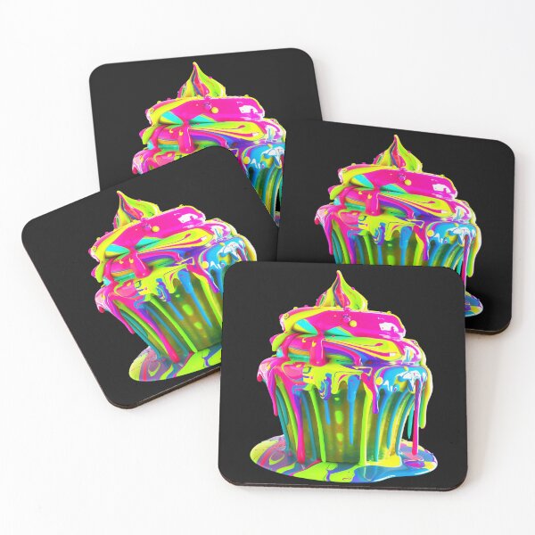 Item preview, 3D Neon Cupcake Dripping Rainbow Icing | Psychedelic Pop Art Dessert designed and sold by WHITE FLAME PRINTS.
