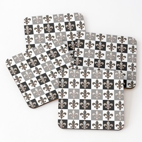 Item preview, Grey Black White Checkered Fleur-de-lis Pattern Design designed and sold by PatternTitan.