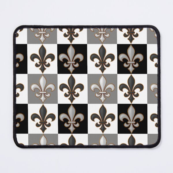 Item preview, Grey Black White Checkered Fleur-de-lis Pattern Design designed and sold by PatternTitan.