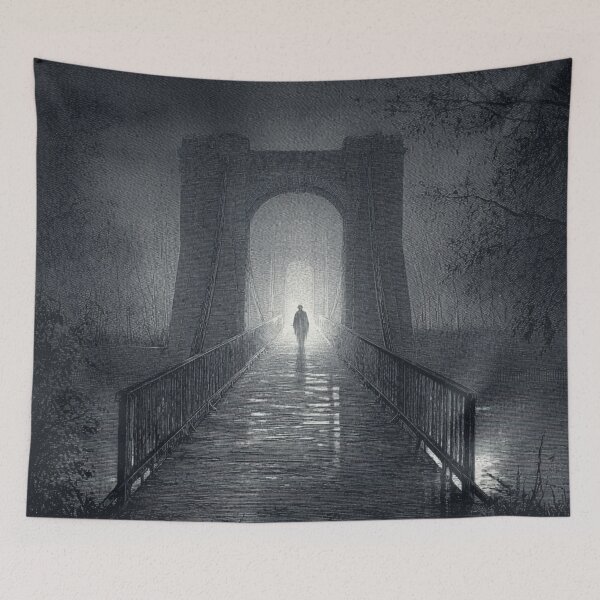 Item preview, Alone on the Bridge – Dark Noir Artwork designed and sold by AlexLineArt.