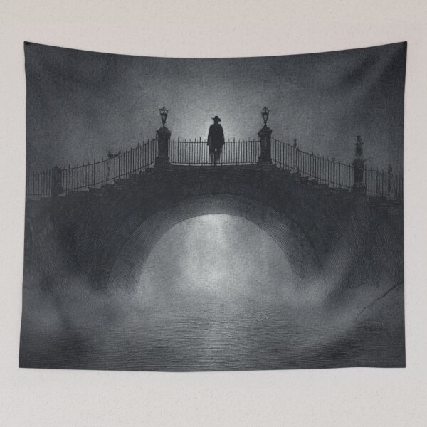 Item preview, The Stranger on the Bridge – Gothic Noir Scene designed and sold by AlexLineArt.