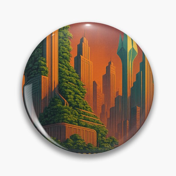 Item preview, Solarpunk Garden – Vintage 1970s Sci‑Fi Utopian City Poster designed and sold by Trendiihub.