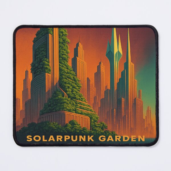 Item preview, Solarpunk Garden – Vintage 1970s Sci‑Fi Utopian City Poster designed and sold by Trendiihub.
