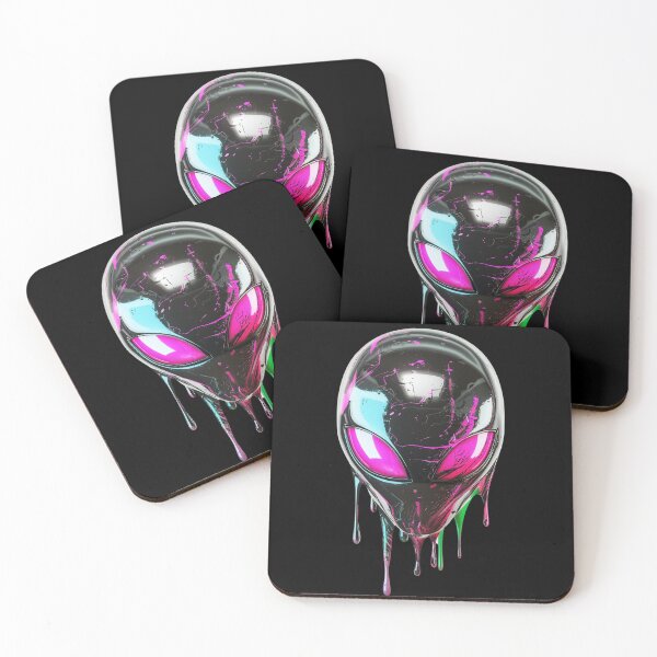 Item preview, 3D Neon Dripping Alien Head | Psychedelic Pop Art High-Res 300DPI designed and sold by WHITE FLAME PRINTS.