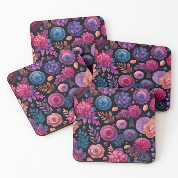 Item preview, Pink, purple blue and black cute aesthetic pretty wildflowers bunch seamless pattern - autumn pumpkins  designed and sold by cocomelon168.