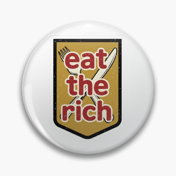 Item preview, Eat The Rich Retro Shield with Fork and Knife designed and sold by Owcomm.