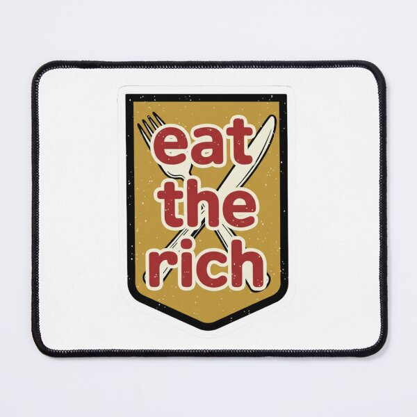 Item preview, Eat The Rich Retro Shield with Fork and Knife designed and sold by Owcomm.