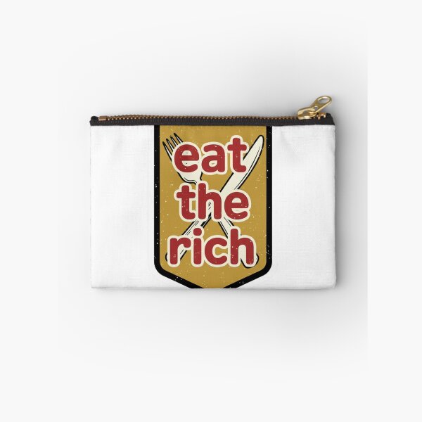 Item preview, Eat The Rich Retro Shield with Fork and Knife designed and sold by Owcomm.