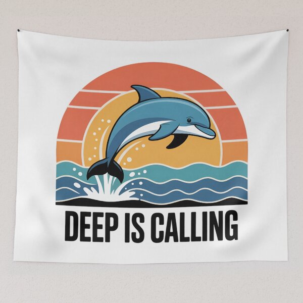 Item preview, Deep is Calling Dolphin Marine Life Ocean designed and sold by Blok45.