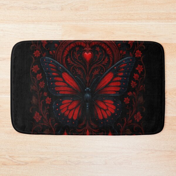 Item preview, Gothic Red Butterfly with Roses and Hearts – Dark Fantasy Art designed and sold by NeonCore.