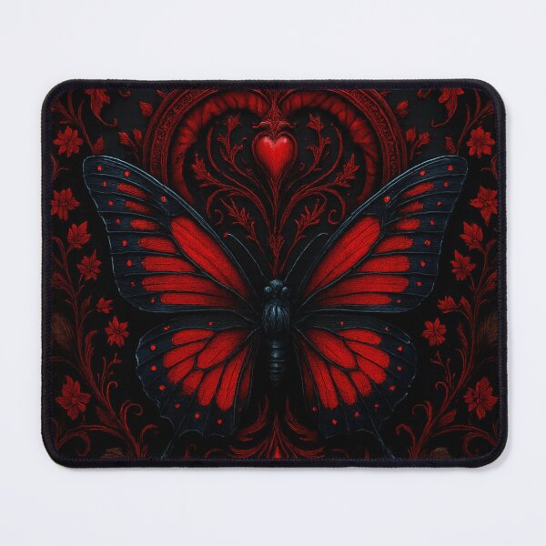 Item preview, Gothic Red Butterfly with Roses and Hearts – Dark Fantasy Art designed and sold by NeonCore.