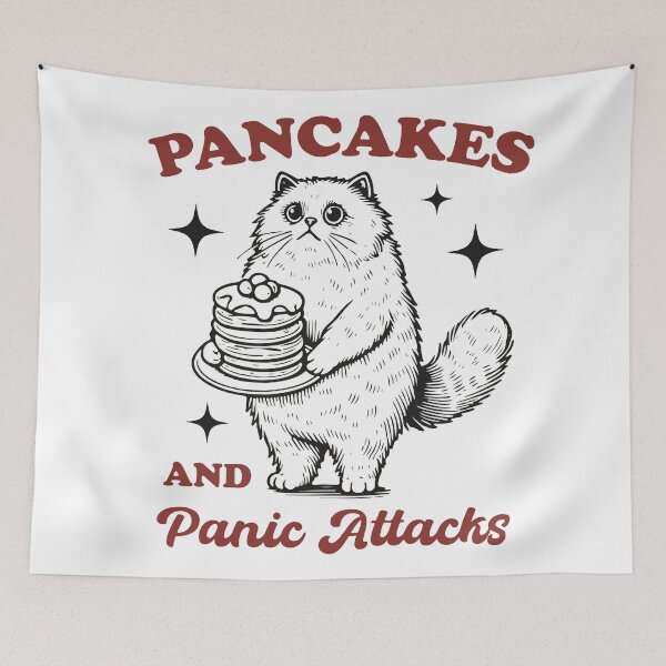 Item preview, Pancakes and panic attacks funny cat designed and sold by BrownHorse90s.