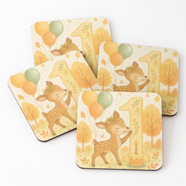 Item preview, First Birthday Deer with a cake and baloons designed and sold by Meandmyshop.