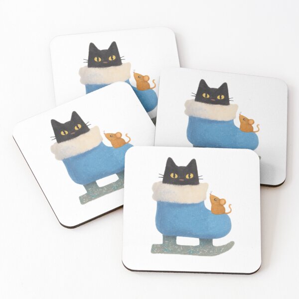 Item preview, Black Cat In Skate Boot With Mouse designed and sold by TheWishingShed.