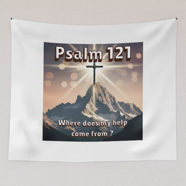 Item preview, A nice mountain design with a cross and the scripture Psalm 121  designed and sold by Kingdom Warrior Tribe .