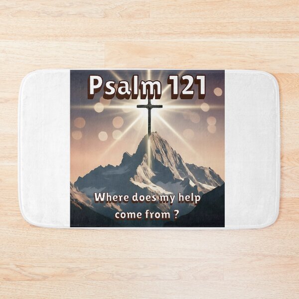 Item preview, A nice mountain design with a cross and the scripture Psalm 121  designed and sold by Kingdom Warrior Tribe .