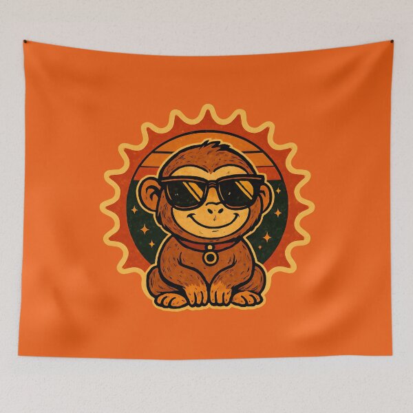 Item preview, Retro Monkey – Happy Vibes with Cool Shades designed and sold by Adelberton.